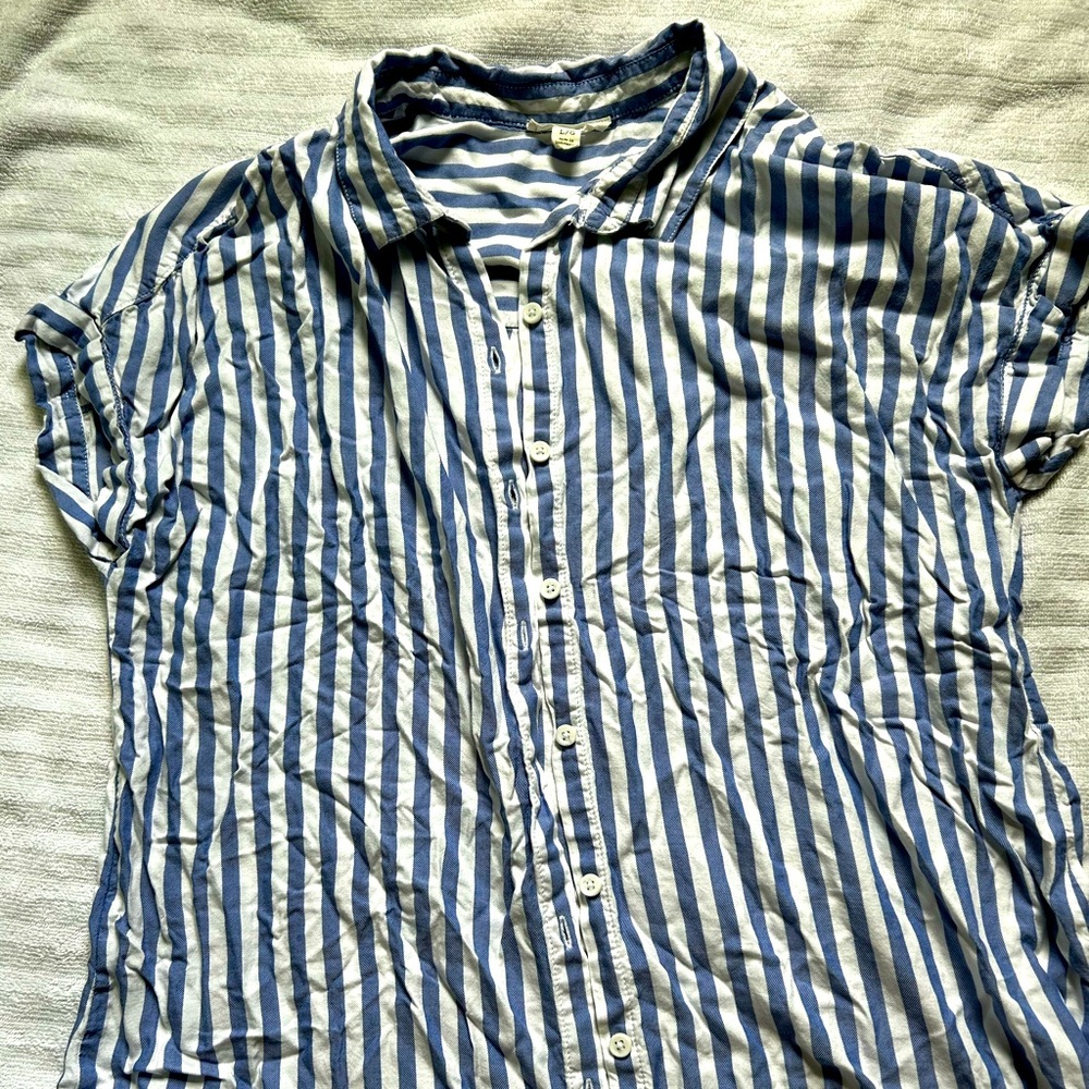 Blue and White Striped Swim Coverup